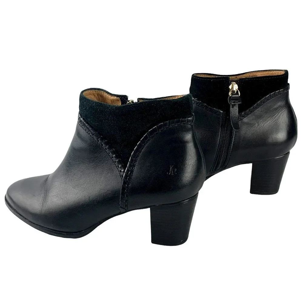 JACK‎ ROGERS Chandler Black Leather Whipstitch Zip Booties